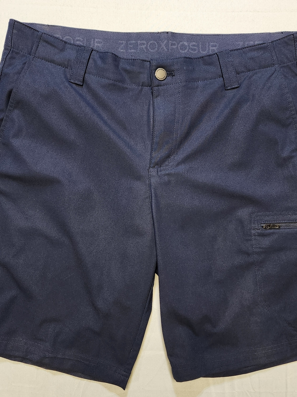 ZeroXposur Hybrid Shorts Mens 36 Navy Utility Zip Pocket 4-Way Stretch Golf Hike